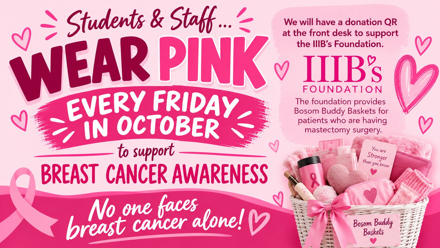 Wear Pink for Friday's for Breast Cancer Awareness!